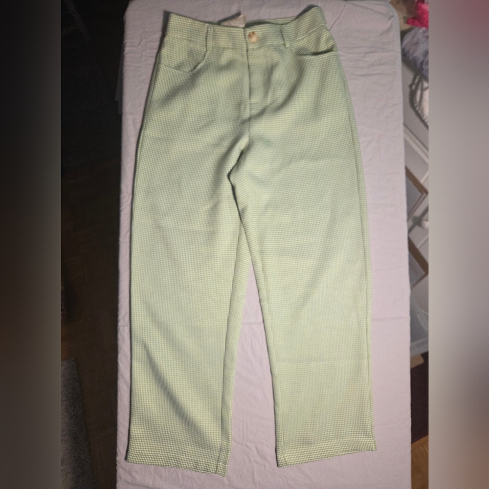 Hem & Thread Green Houndstooth Pants